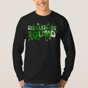 Shenanigans Squad St Patrick's Day Shamrock Groovy T-Shirt