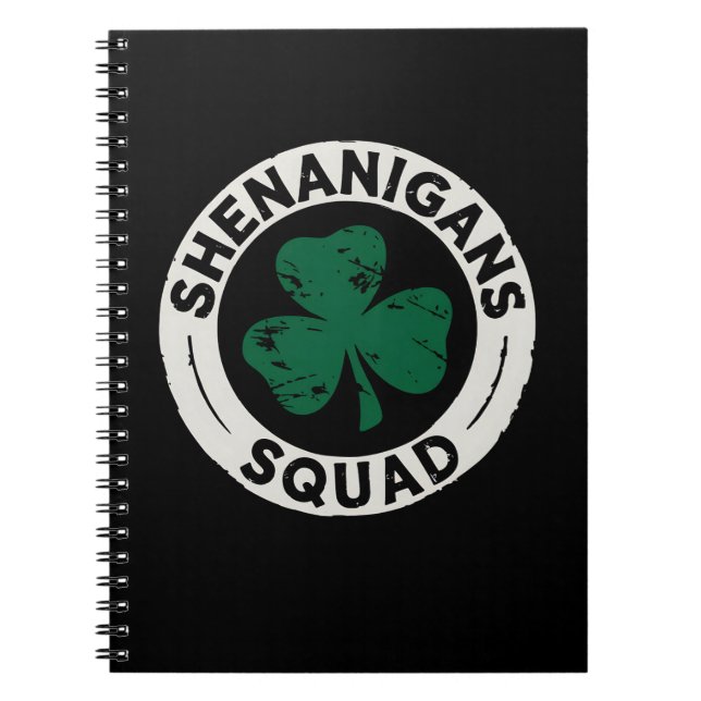 Shenanigans Squad St Patrick's Day Shamrock Notebook (Front)