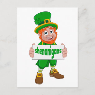 Shenanigans St. Patrick's Day Leprechaun St Pattys Postcard