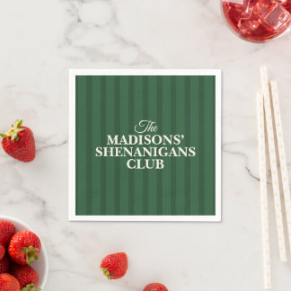 Shenanigans St. Patricks Vintage Green Stripes Napkins