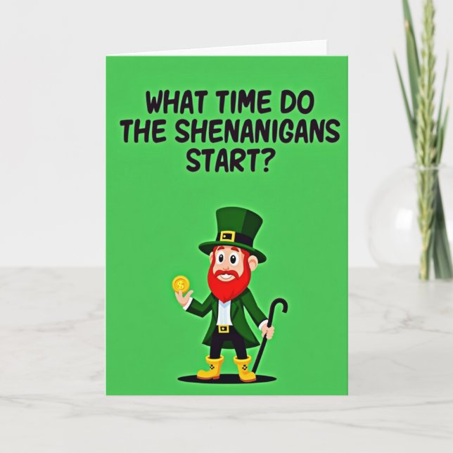 Shenanigans Start Leprechaun Card (Front)