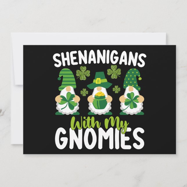 Shenanigans With My Gnomies Gnome St Patrick's Day Invitation (Front)