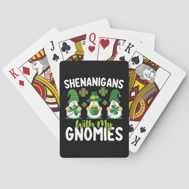 Shenanigans With My Gnomies Gnome St Patrick's Day Poker Cards (Back)