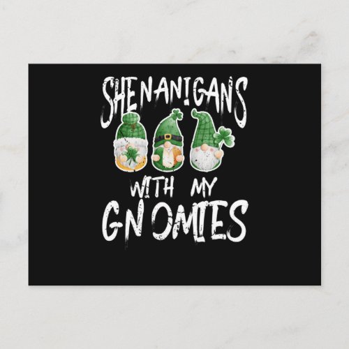 Shenanigans With My Gnomies St Patricks Day Gnom Postcard