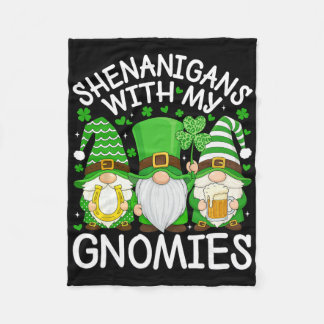 Shenanigans With My Gnomies St. Patricks Day Gnome Fleece Blanket