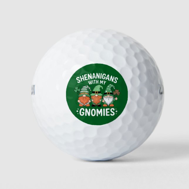 Shenanigans With My Gnomies St Patrick's Day Irish Golf Balls (Front)