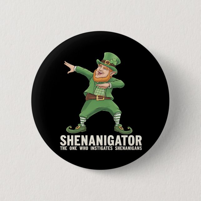 Shenanigator Dabbing Leprechaun St Patrick's Day Button (Front)
