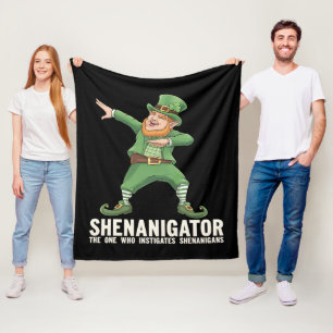 Shenanigator Dabbing Leprechaun St Patrick's Day Fleece Blanket