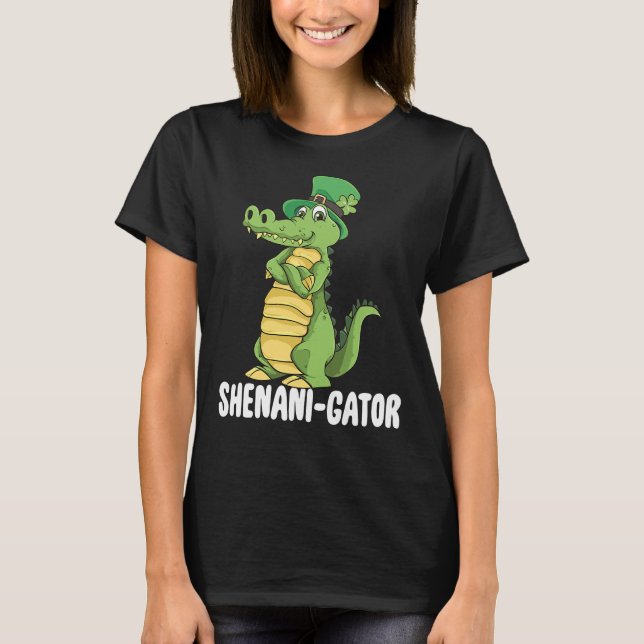 Shenanigator Saint Patrick Day Irish Alligator She T-Shirt (Front)