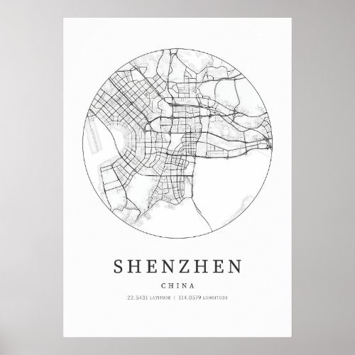 Shenzhen China City Map Poster
