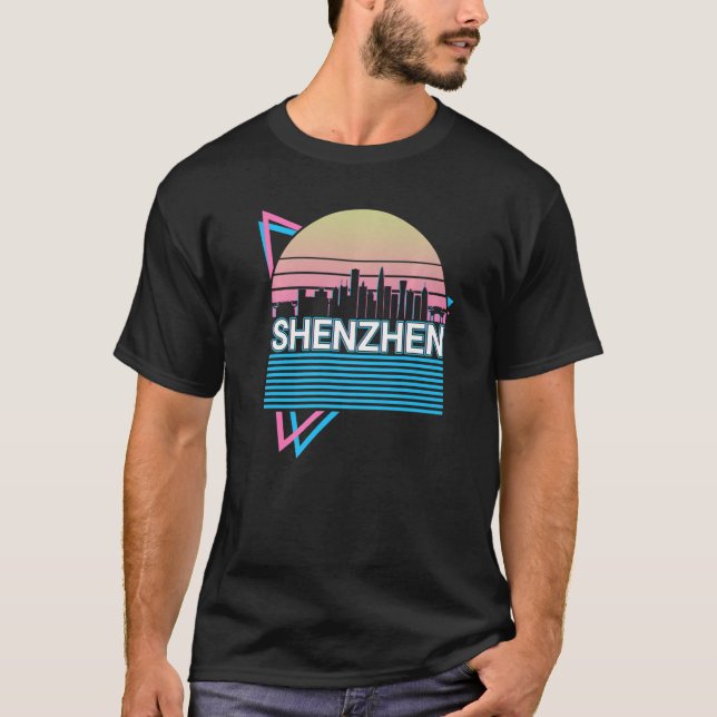 Shenzhen City Skyline Cityscape Retro T-Shirt (Front)