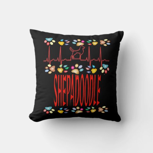 SHEPADOODLE I Love My SHEPADOODLE Dog Owner Mom Throw Pillow