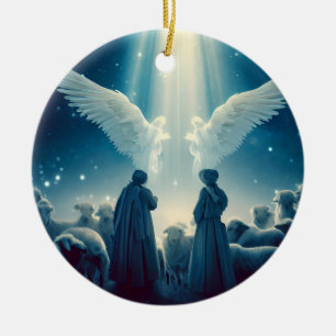 Shepard's watching Christmas  Ceramic Ornament