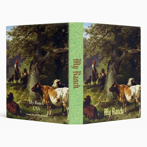 Shepherd and Cow Herd At the Pond 3 Ring Binder