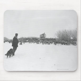 Shepherd and dog at sheep camp mouse pad