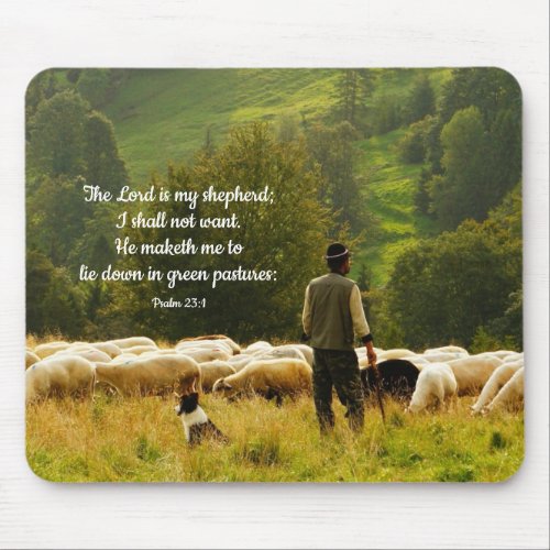 Shepherd and His Sheep Flock Mouse Pad