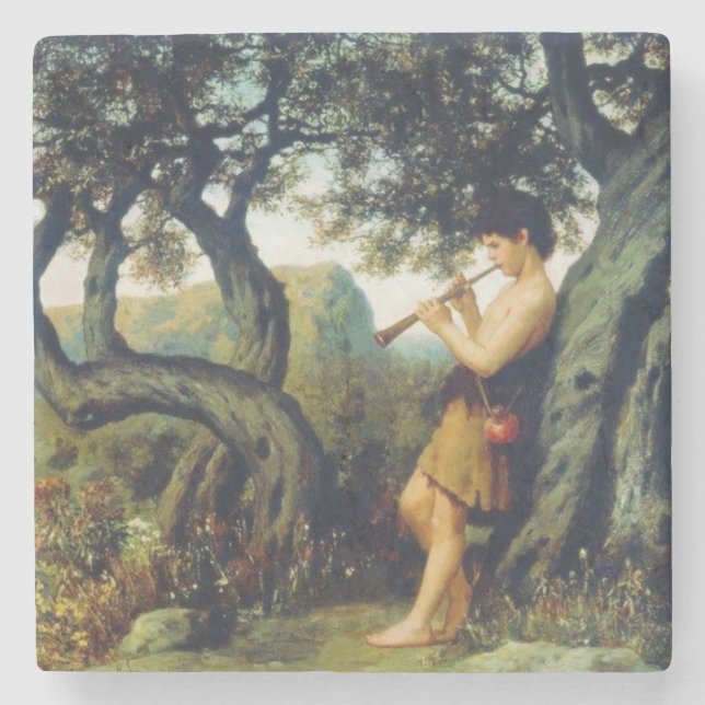 Shepherd Boy Playing the Flute Stone Coaster (Front)