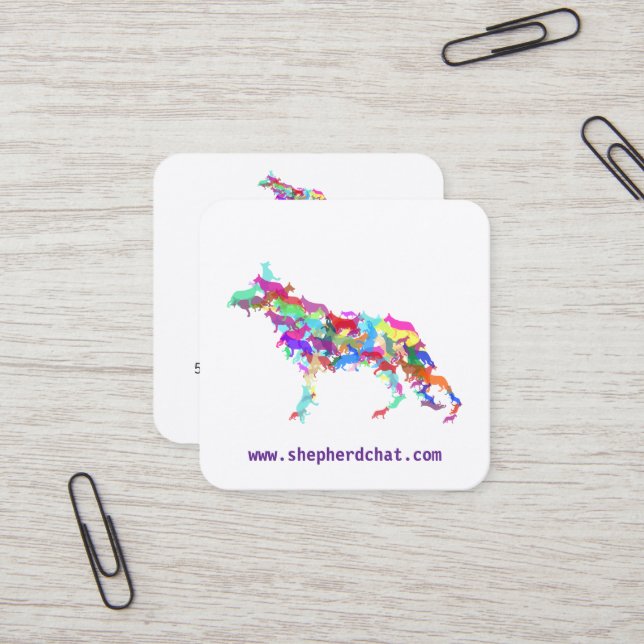 Shepherd Dog colorful  Square Business Card (Front/Back In Situ)