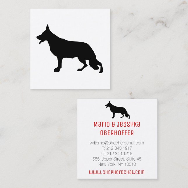 Shepherd Dog cool black Square Business Card (Front/Back)