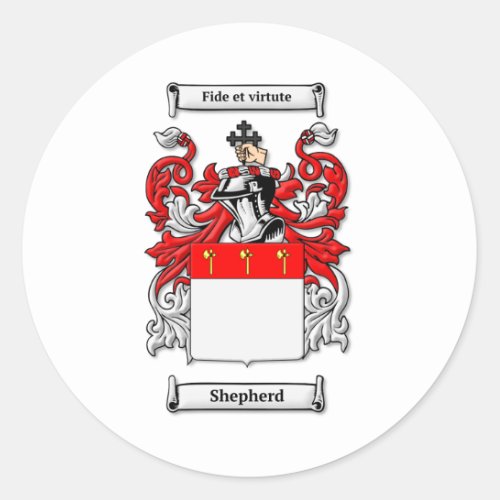 Shepherd Family Crest Coats of Arms Classic Round Sticker