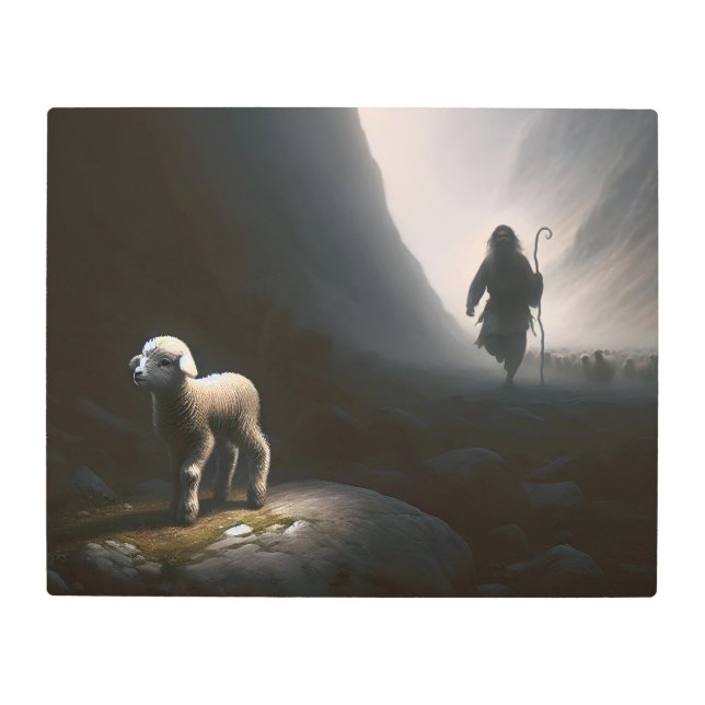 Shepherd Finding a Lost Lamb Metal Print (Front)