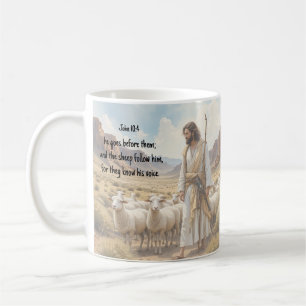 Shepherd goes before them Bible Scripture Coffee Mug