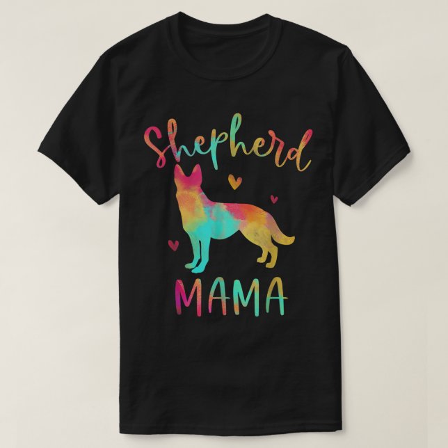 Shepherd Mama Colorful German Shepherd Dog Mom  T-Shirt (Design Front)