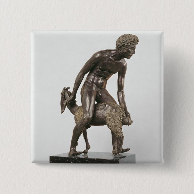 Shepherd milking a goat pinback button (Front)