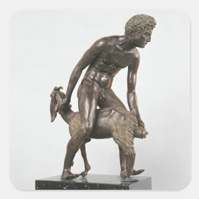 Shepherd milking a goat square sticker (Front)