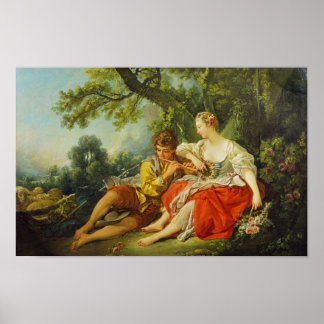 Shepherd Piping to a Shepherdess, Boucher Print