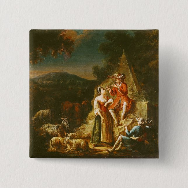 Shepherd Playing a Flute Button (Front)