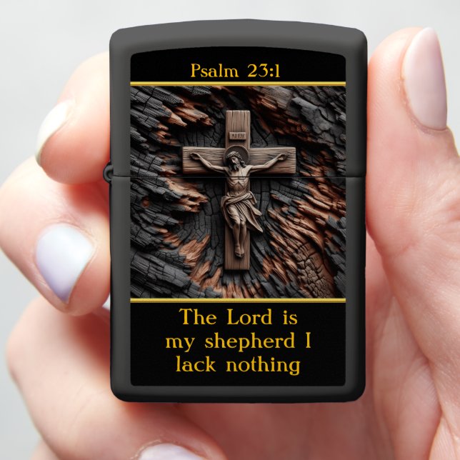 Shepherd’s Light: Psalm 23:1 Zippo Lighter (In Hand)