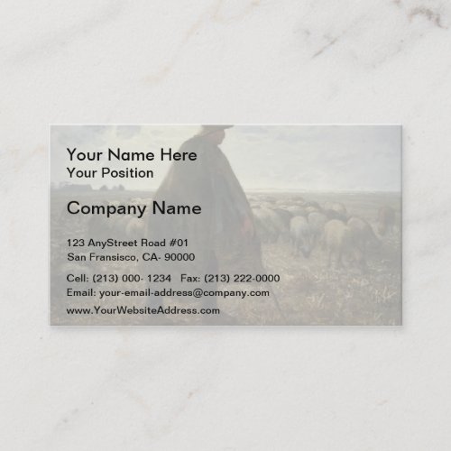 Shepherd Tending His Flock by Jean-Francois Millet Business Card Templates