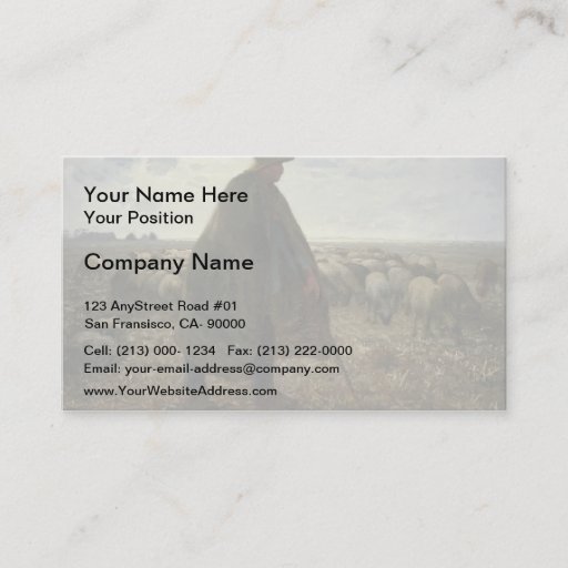 Customizable Shepherd Tending His Flock by Jean-Francois Millet Business Card Templates