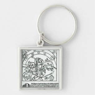 Shepherd under Sun, Moon and Stars Keychain
