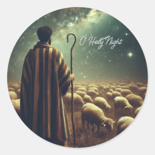 Shepherd Watching His Flock Inspirational Classic Round Sticker