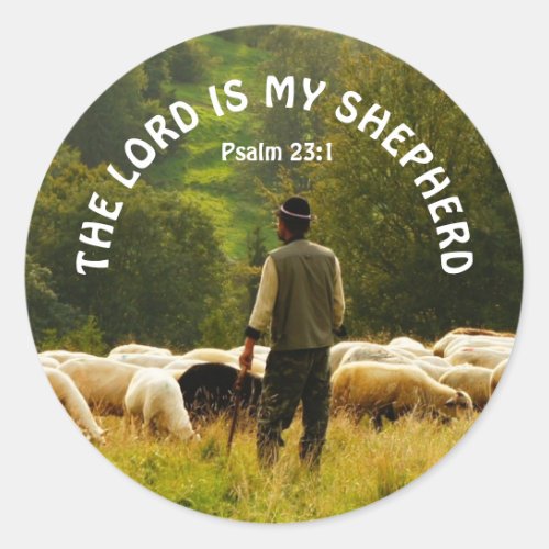 Shepherd Watching Over Sheep Flock Classic Round S Classic Round Sticker