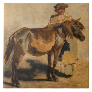 Shepherd With a Horse (Equine Art) Ceramic Tile