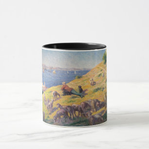Shepherd With His Sheep Watching the Sea Mug