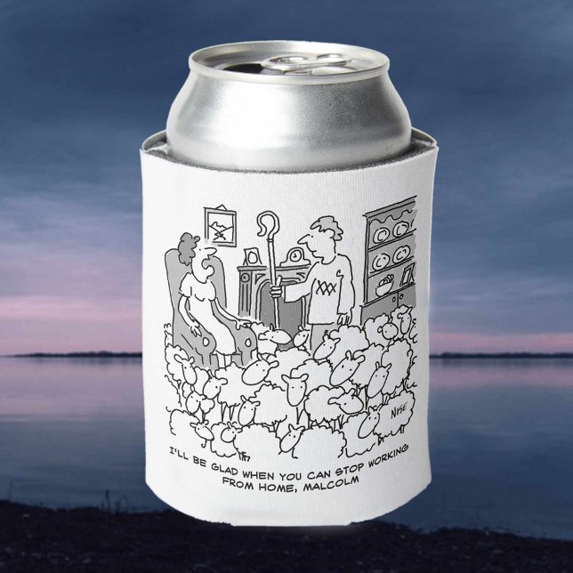 Shepherd Working from Home with his Sheep Can Cooler (Creator Uploaded)