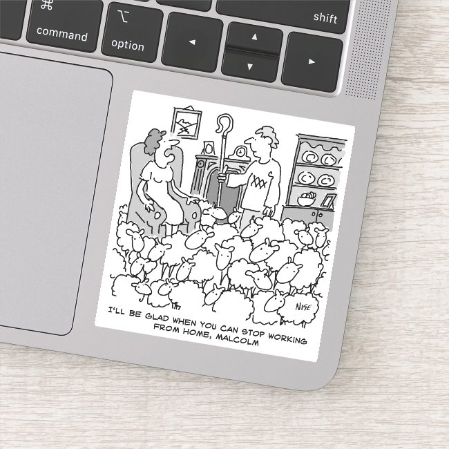 Shepherd Working from Home with his Sheep