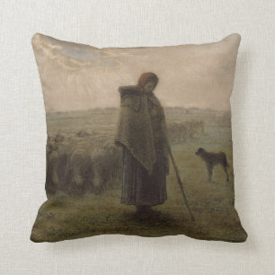 Shepherdess and Her Flock 1862-63 Throw Pillow