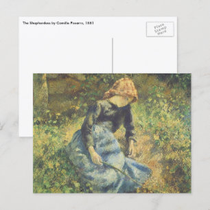 Shepherdess by Camille Pissarro, Vintage Fine Art Postcard