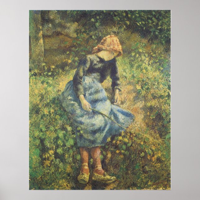 Shepherdess by Camille Pissarro, Vintage Fine Art Poster (Front)