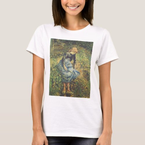 Shepherdess by Camille Pissarro Vintage Fine Art T_Shirt