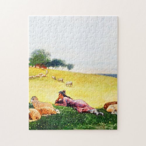 Shepherdess of Houghton Farm by Winslow Homer Jigsaw Puzzle