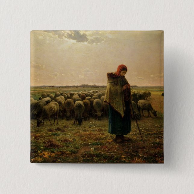 Shepherdess with her Flock, 1863 Button (Front)