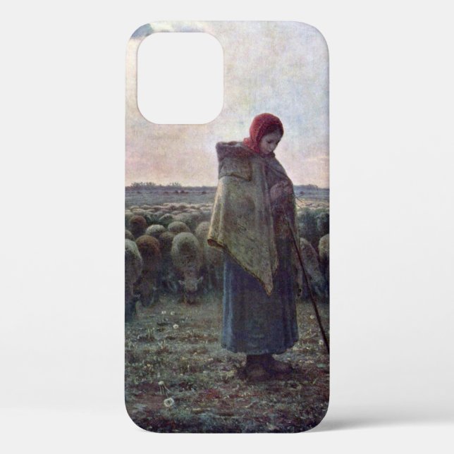 Shepherdess with Her Flock, Jean-Francois Millet Case-Mate iPhone Case (Back)