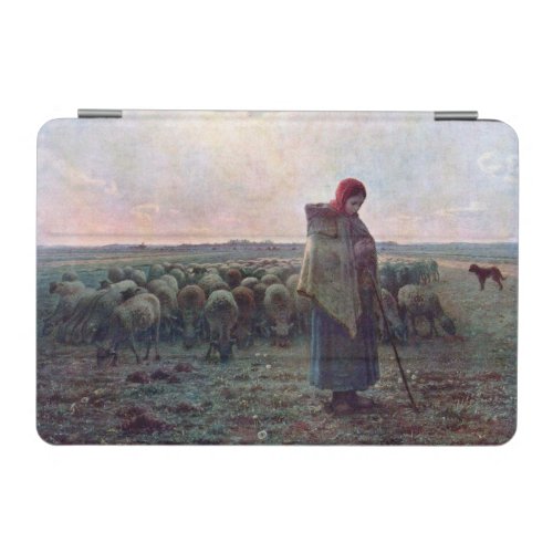 Shepherdess with Her Flock, Jean-Francois Millet iPad Mini Cover