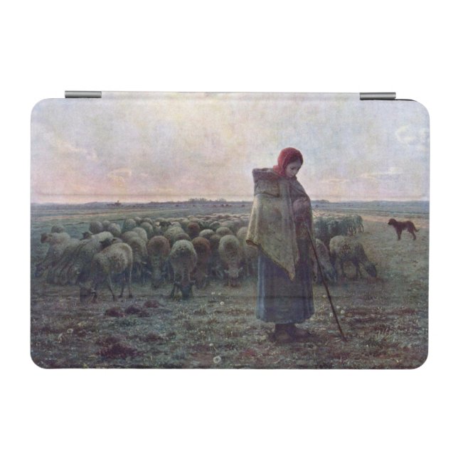 Shepherdess with Her Flock, Jean-Francois Millet iPad Mini Cover (Horizontal)